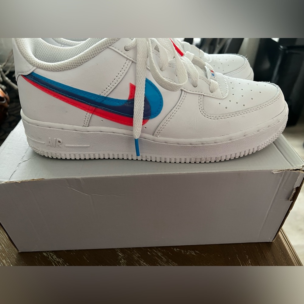 Nike Air Force 1 LV8 KSA- Size 6Youth, White/Blue Hero Bright Crimson